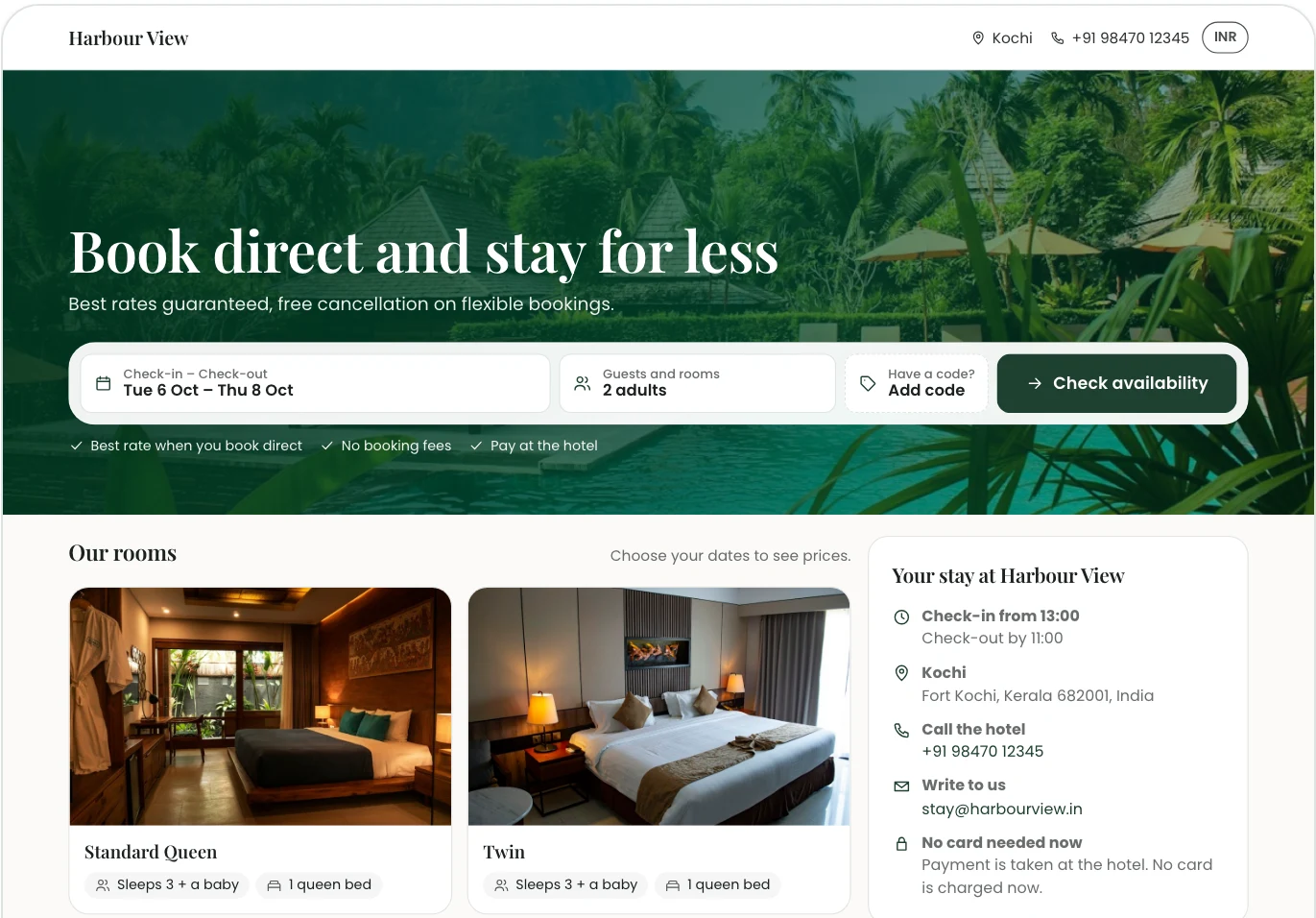 The hotel's own booking page